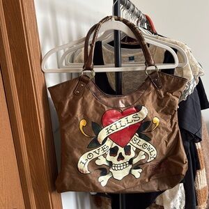 Bronze Ed Hardy tote bag